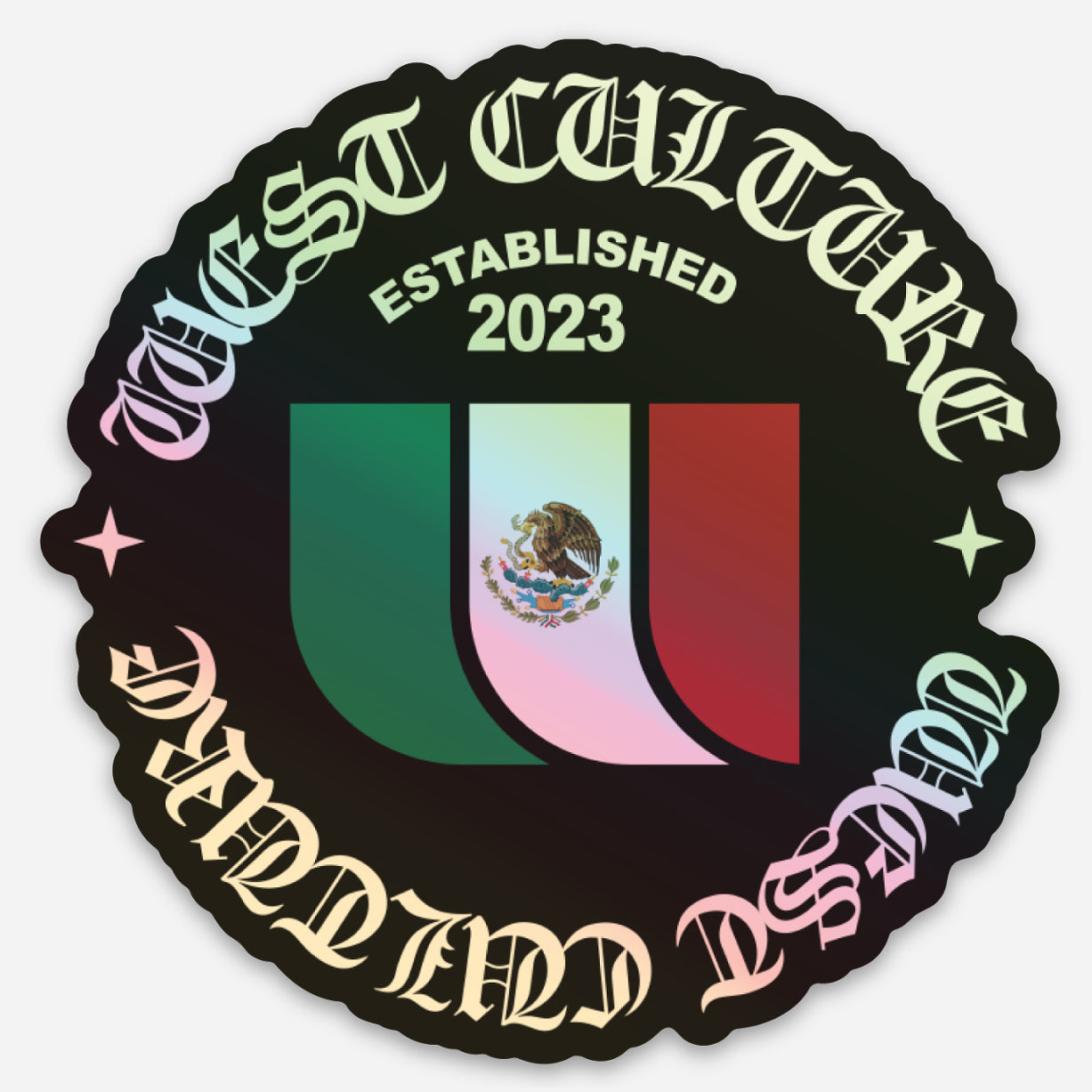 3x3" Holographic Traditional Mexican Bandera Sticker