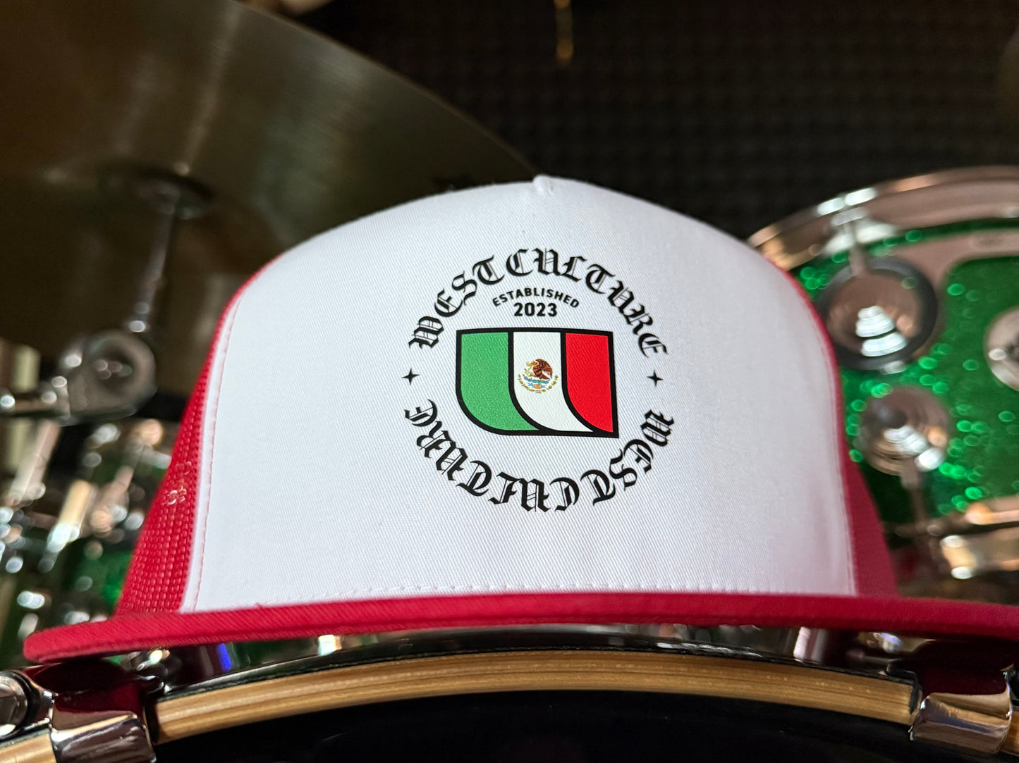 Red Old English Trucker Hat