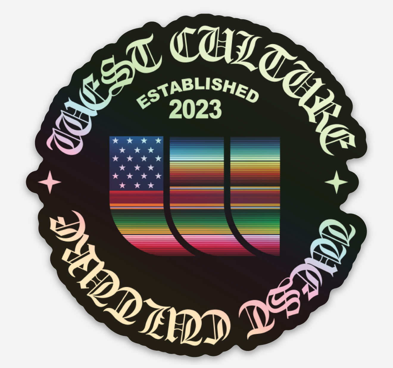 3x3" Holographic Old English Serape Sticker