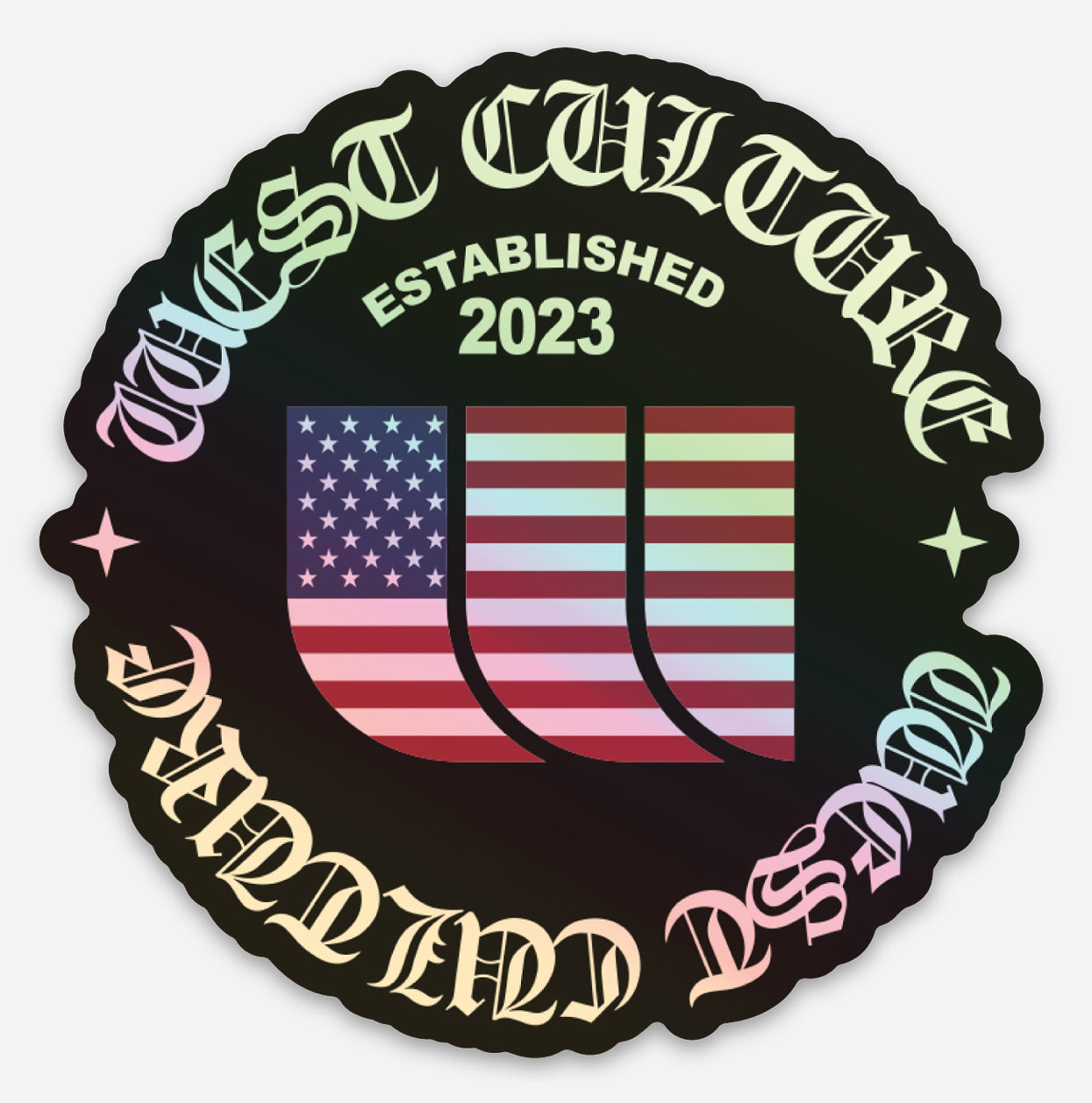 3x3" Holographic Old English USA Sticker