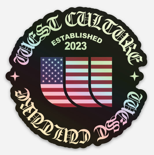 3x3" Holographic Old English USA Sticker