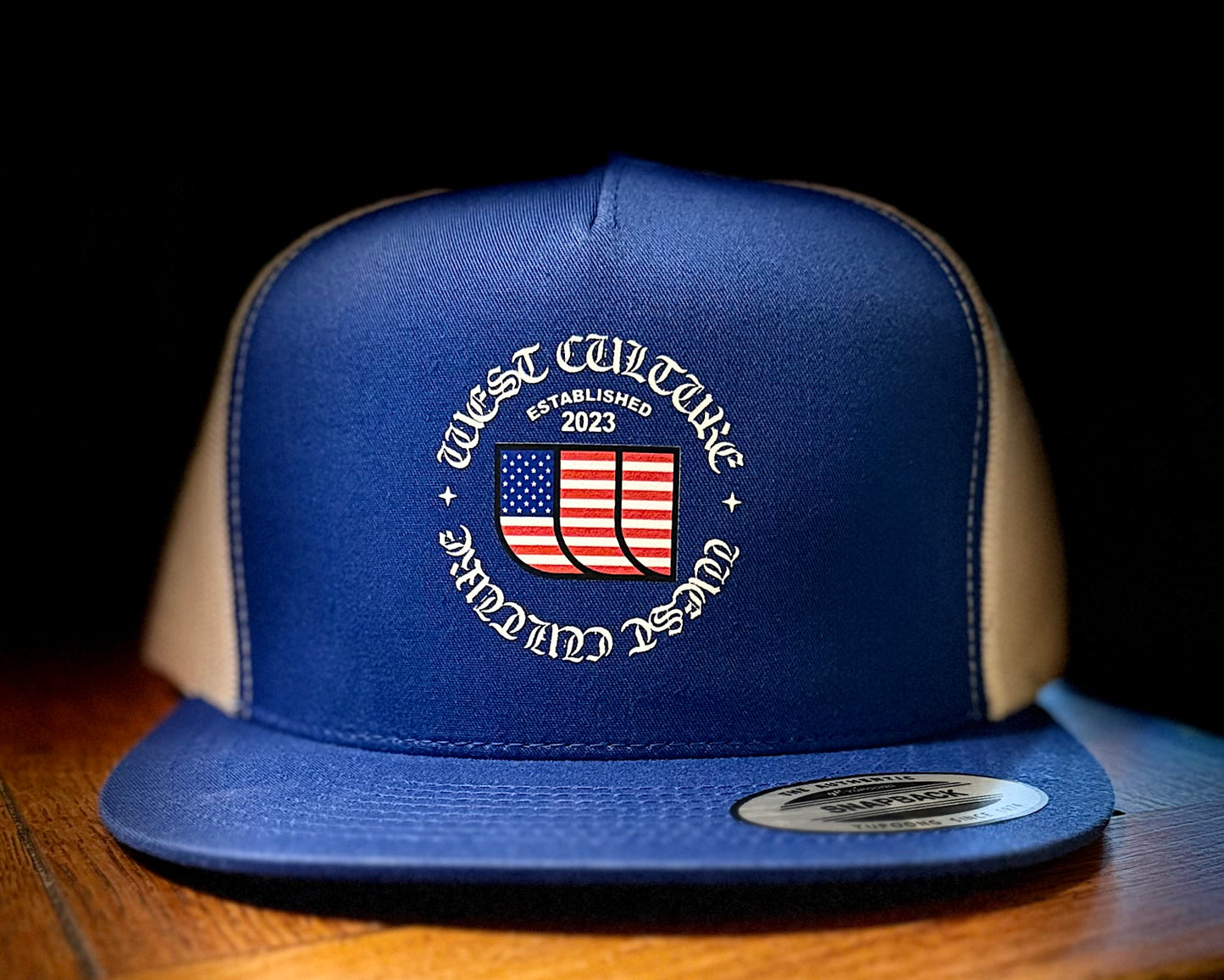 Blue/White Old English USA