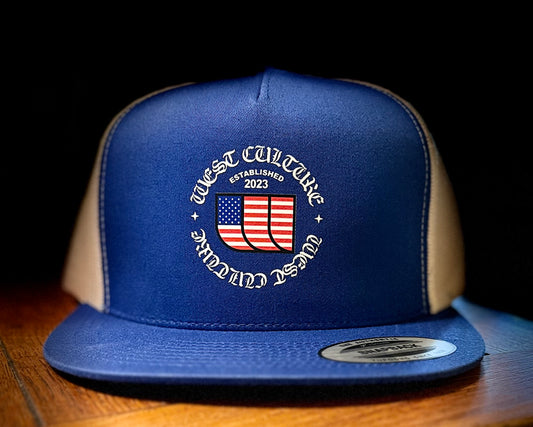 Blue/White Old English USA