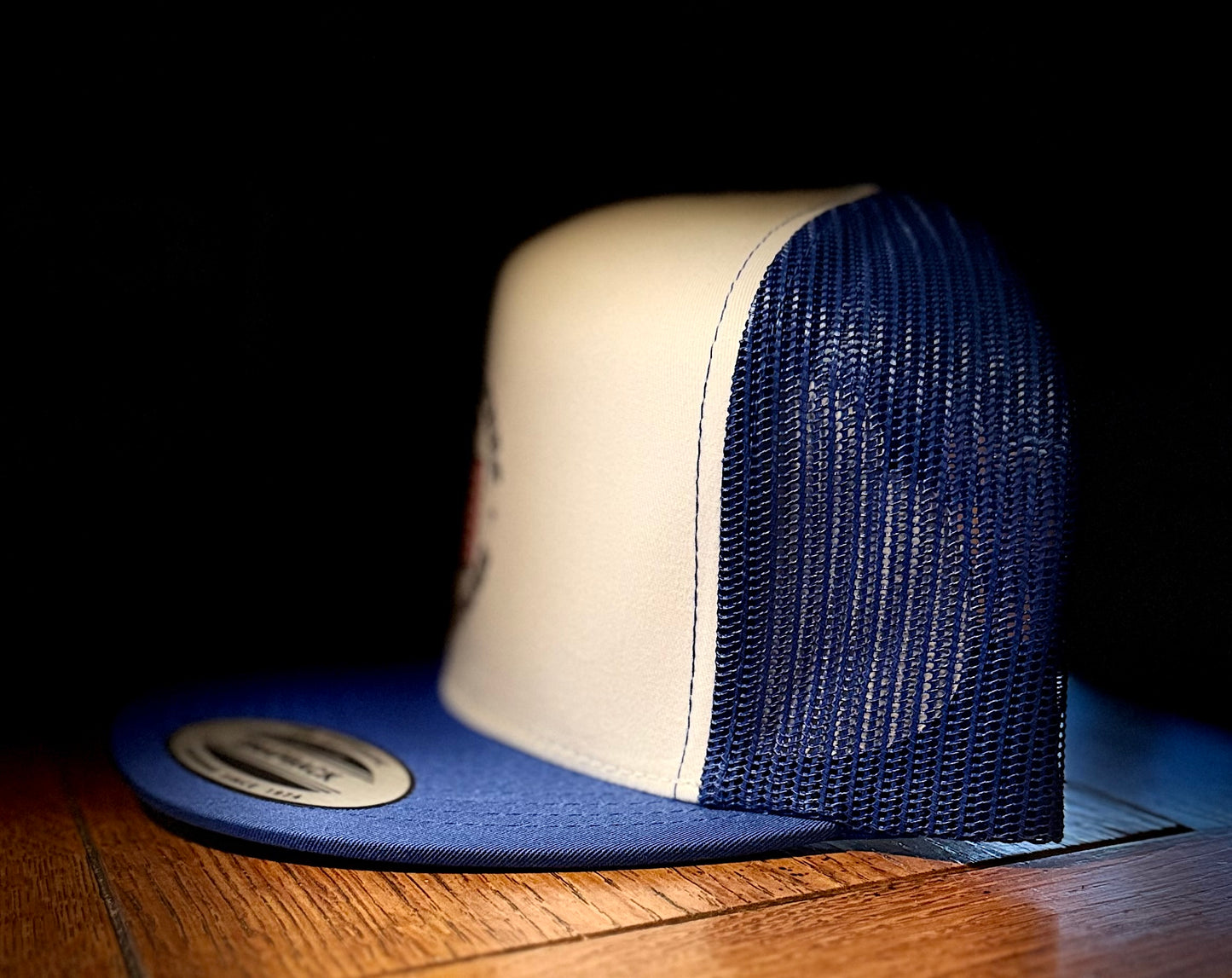White/Blue Old English USA